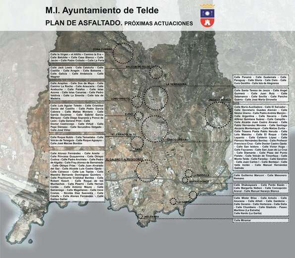Infografía con las próximas actuaciones de reasfaltado / TA